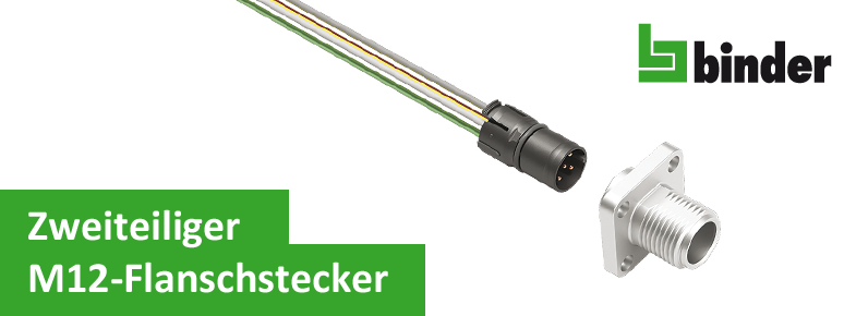 Neuheit: Zweiteiliger M12-Flanschstecker von Binder